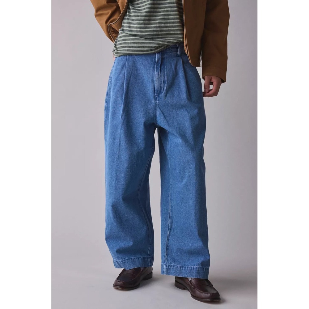 OBEY Oliver Pleated Jeans Men's 30 Blue Baggy Wide Leg Denim